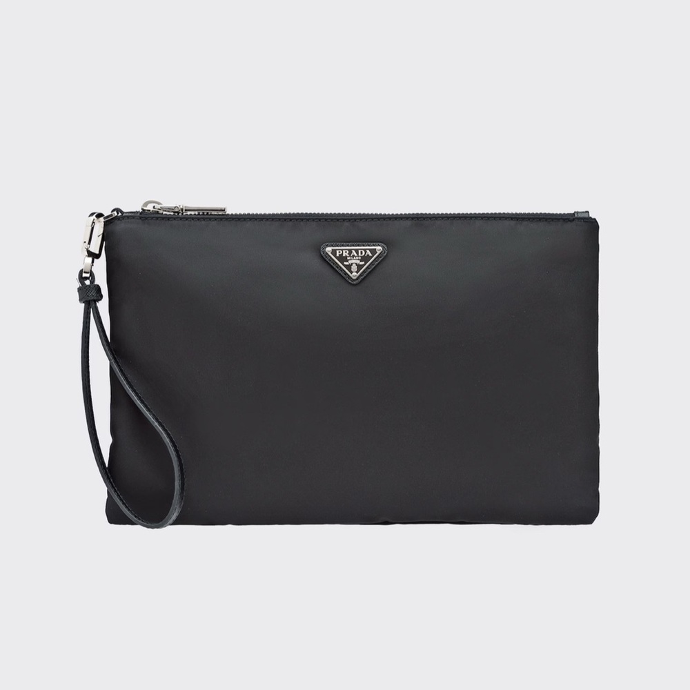 Prada Black Saffiano and Nylon Pouch - 100% AUTHENTIC